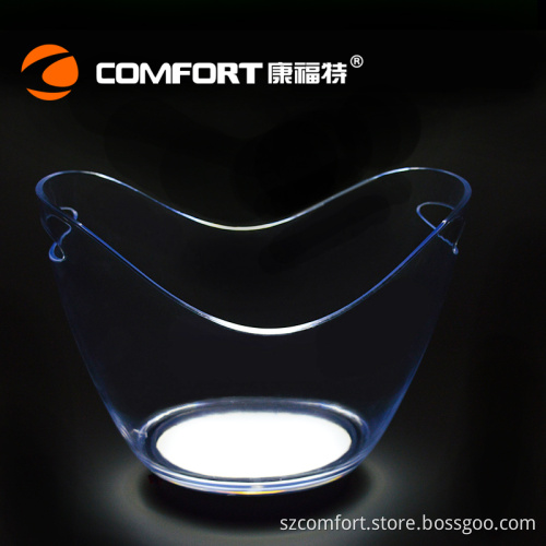 Rechargeable Acrylic LED Lighted Ice Bucket with handles for energy drink promotional event